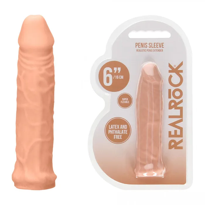 Male Sex Toys Shots Toys REALROCK 6 Realistic Penis Sleeve Flesh 152 cm Penis Extension Sleeve Male Sex Toys Shots Toys REALROCK 6 Realistic Penis Sleeve Flesh 152 cm Penis Extension Sleeve