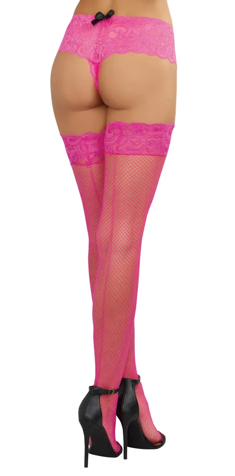 Vibrators Dreamgirl Thigh High Fishnet Back Seam Hot Pink Q