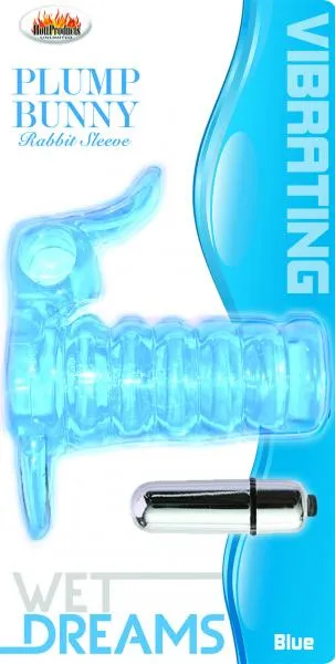 Vibrators Hott Products Wet Dreams Plump Bunny Blue Sleeve