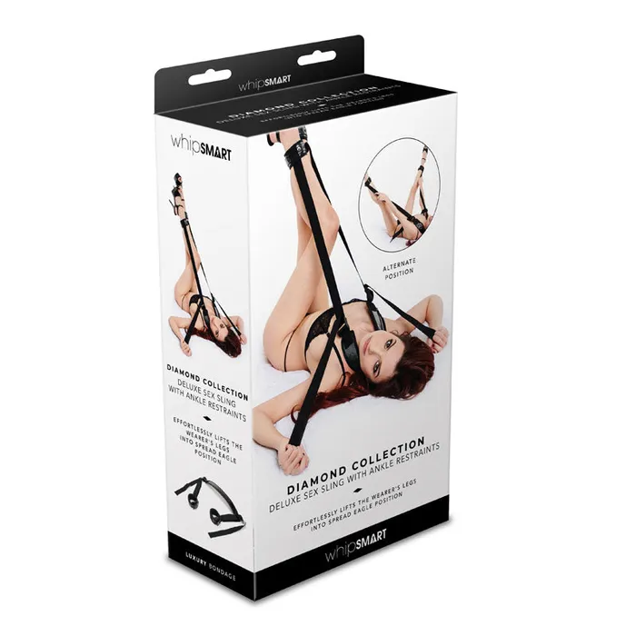 WhipSmart Diamond Deluxe Sex Sling with Ankle Restraints Black Sling and Restraints Whipsmart Couples WhipSmart Diamond Deluxe Sex Sling with Ankle Restraints Black Sling and Restraints Whipsmart Couples