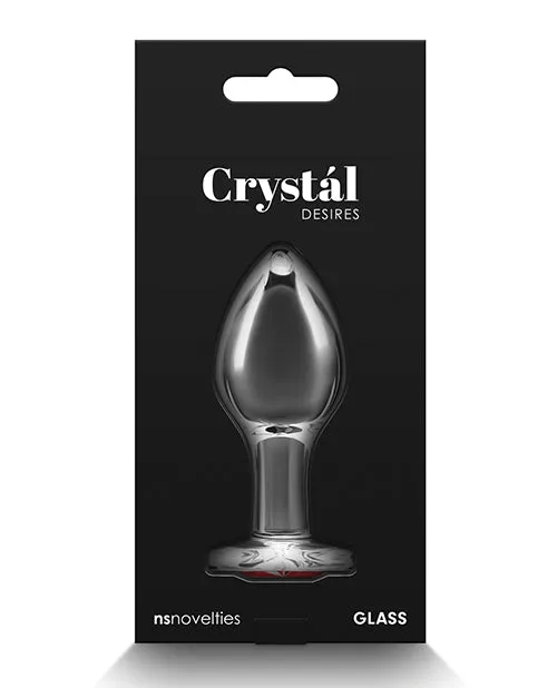 Anal NS Novelties Crystal Desires Glass Heart Gem Butt Plug Medium Red