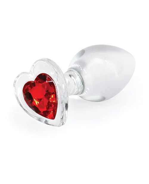 Anal NS Novelties Crystal Desires Glass Heart Gem Butt Plug Medium Red