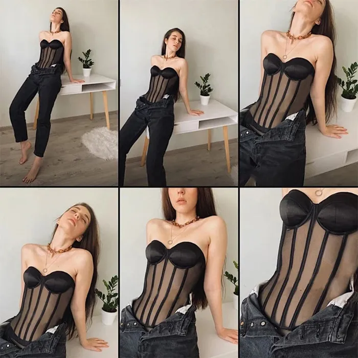 Couples Taras Teazers Strapless Lace Mesh Corset