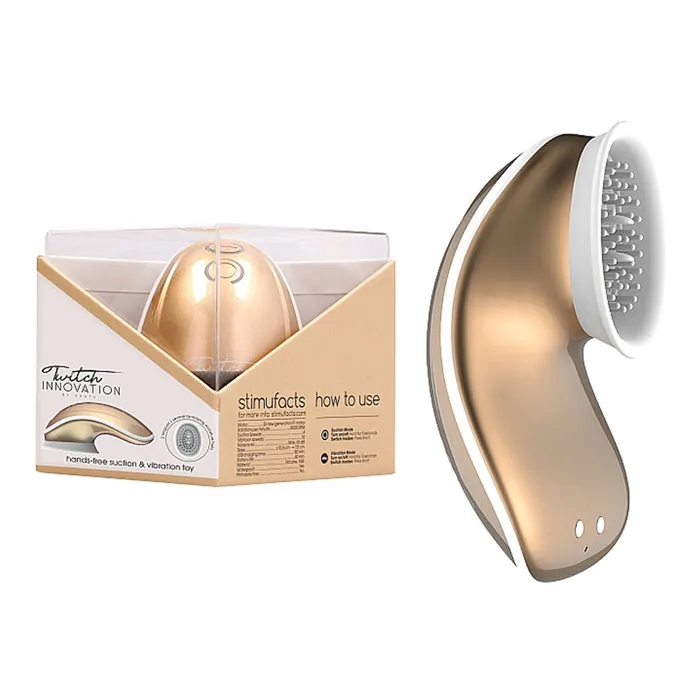 Nalpac Vibrators Shots Twitch Innovation Rechargeable HandsFree Suction Vibration Toy Gold