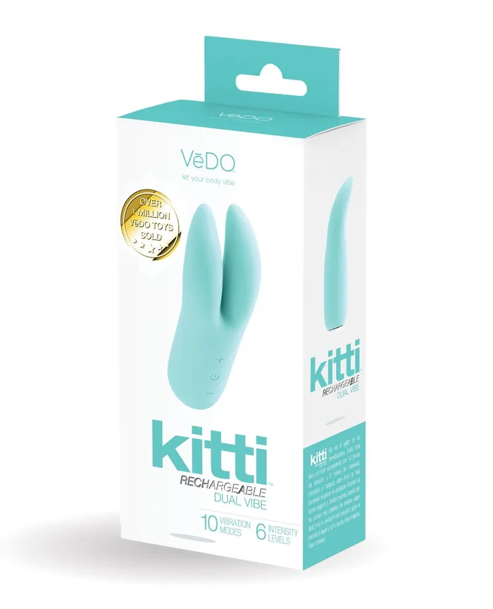 VeDO Vibrators VeDo Kitti Rechargeable Dual Vibe Tease Me Turquoise