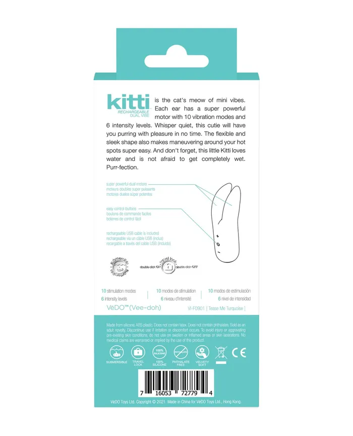 VeDO Vibrators VeDo Kitti Rechargeable Dual Vibe Tease Me Turquoise VeDO Vibrators VeDo Kitti Rechargeable Dual Vibe Tease Me Turquoise