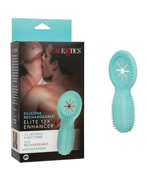 Vibrators Cal Exotics Silicone Rechargeable Elite 12X Enhancer Blue