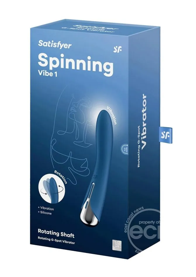 Vibrators Satisfyer Satisfyer Spinning Vibe 1 Rechargeable Silicone Rotating GSpot Vibrator Blue Vibrators Satisfyer Satisfyer Spinning Vibe 1 Rechargeable Silicone Rotating GSpot Vibrator Blue