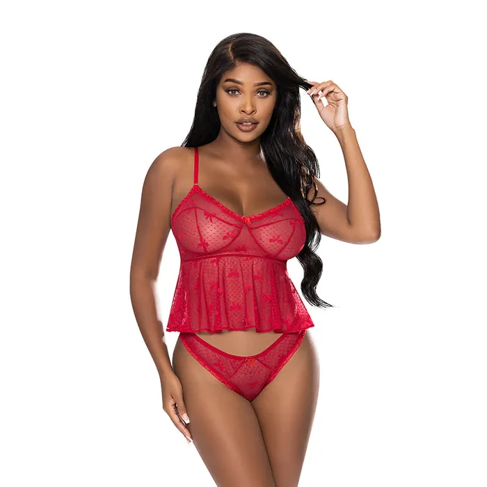 Anal Magic Silk Ms Wlove Flutter Cami Panty Set Red Sm