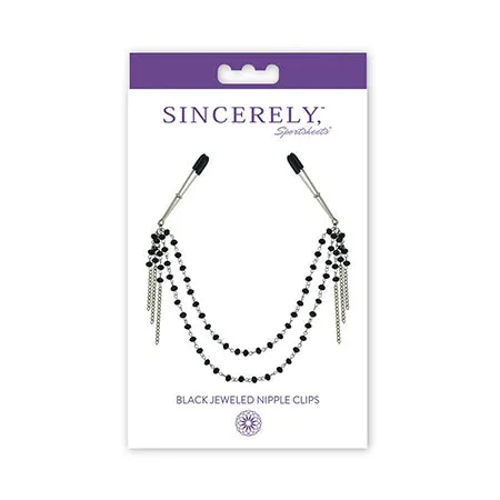 Anal Sportsheets Sportsheets Black Jewelled Nipple Clamps