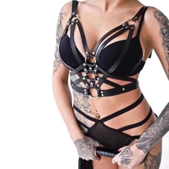 Bondage Clothing Triple O Ring Harness Women Body Fetish Clothing House of Dasein Couples Bondage Clothing Triple O Ring Harness Women Body Fetish Clothing House of Dasein Couples