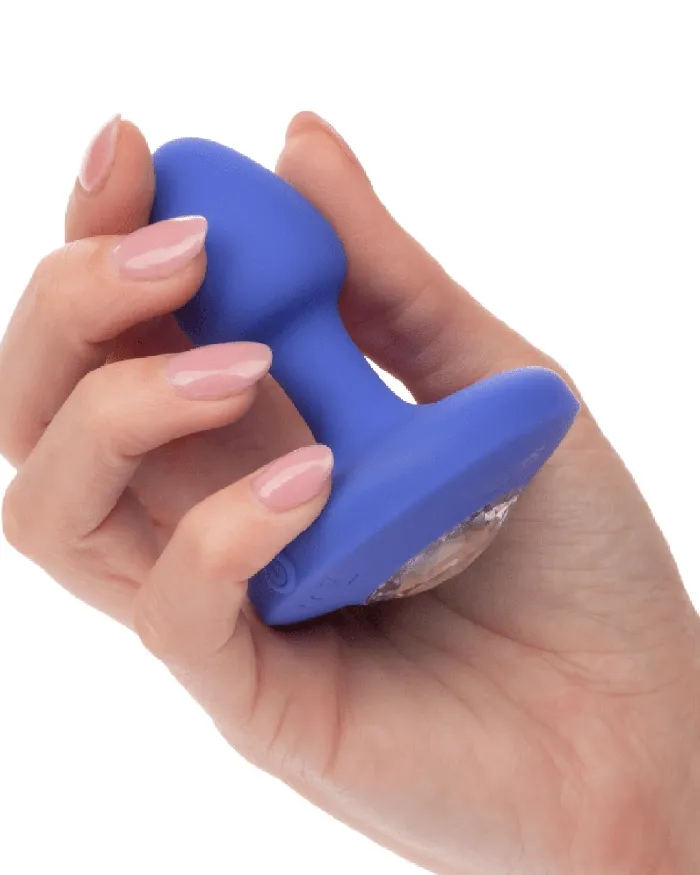 CalExotics Anal Cheeky Gems Small Rechargeable Vibrating Butt Plug Blue