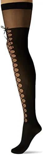 Dreamgirl Womens Sheer Thighhigh Stockings With Laceup Boot Design Black One Size Dreamgirl International Bodystockings Playsuits Dreamgirl Womens Sheer Thighhigh Stockings With Laceup Boot Design Black One Size Dreamgirl International Bodystockings Playsuits