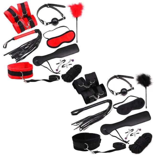 House of Dasein Couples BDSM Starter Kits Black Red 10Pcs Bondage Kit Bdsm Beginner Set Sex Toys For Couples