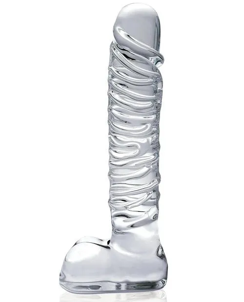 Icicles No 63 Textured Glass Dildo with Balls 85in Clear Pipedream Products Dildos Icicles No 63 Textured Glass Dildo with Balls 85in Clear Pipedream Products Dildos
