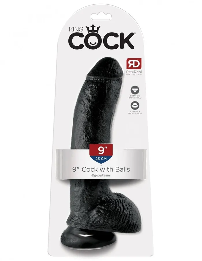 Jal Enterprises King Cock 9 with Balls in Black Female Sex Toys