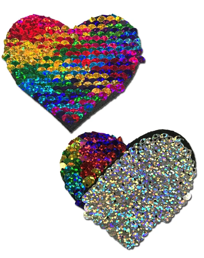 PASTEASE Anal Pastease Rainbow Silver Glitter Color Changing Sequin Heart
