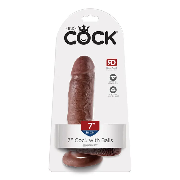 Pipedream King Cock 7In Cock W Balls Brown Dildos