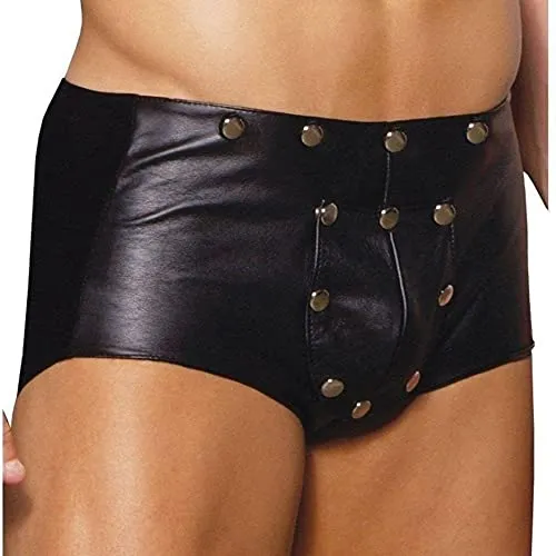 Restraints Mens Leather Shorts With Breakaway FrontBlackLarge Elegant Moments Restraints Mens Leather Shorts With Breakaway FrontBlackLarge Elegant Moments