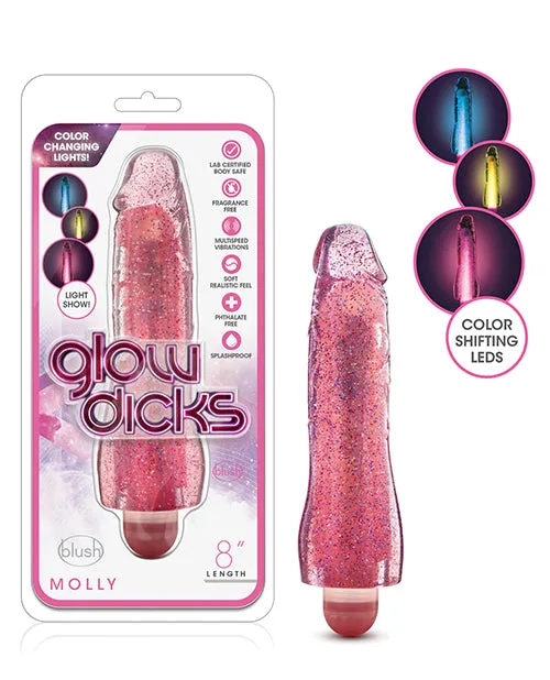 Vibrators Blush Novelties Blush Glow Dicks Glitter Vibrator Molly Pink
