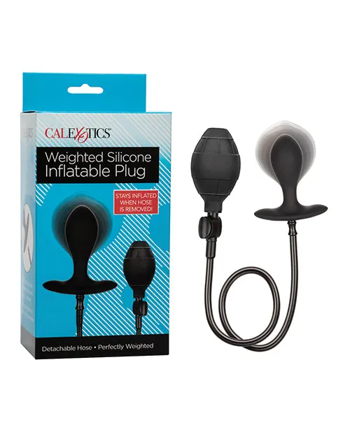 Weighted Silicone Inflatable Plug Black Cal Exotics Anal