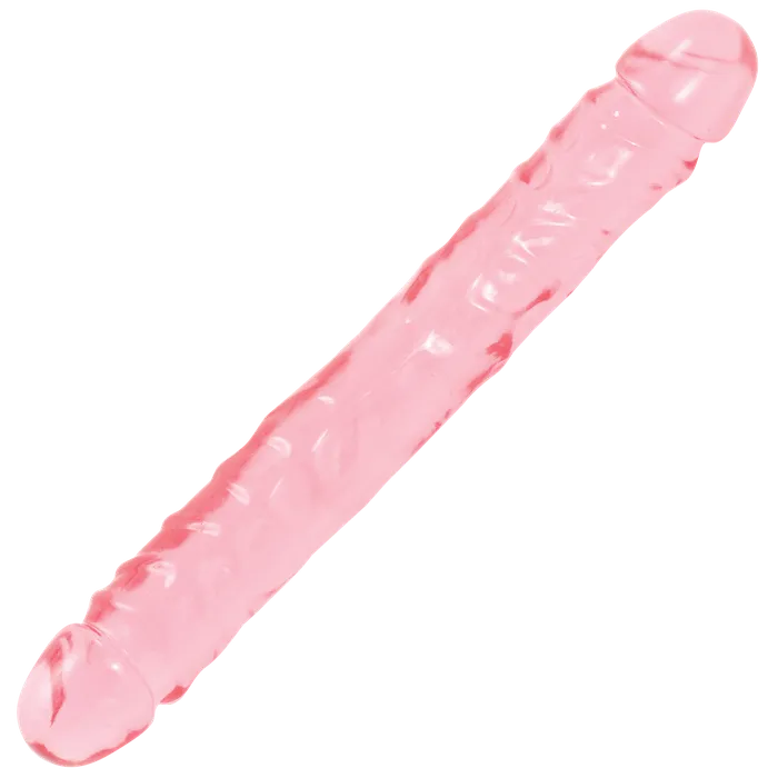 12 in Jr Double Dong Pink Crystal Jellies Dildos