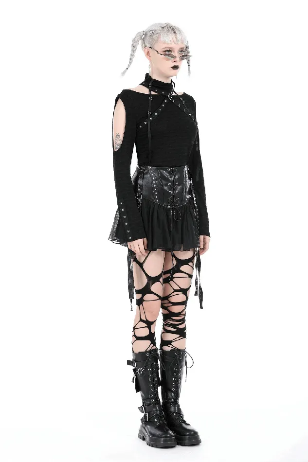 Black Tulle Skirt with Front LaceUp and Rivets EVEs SECRETS Couples