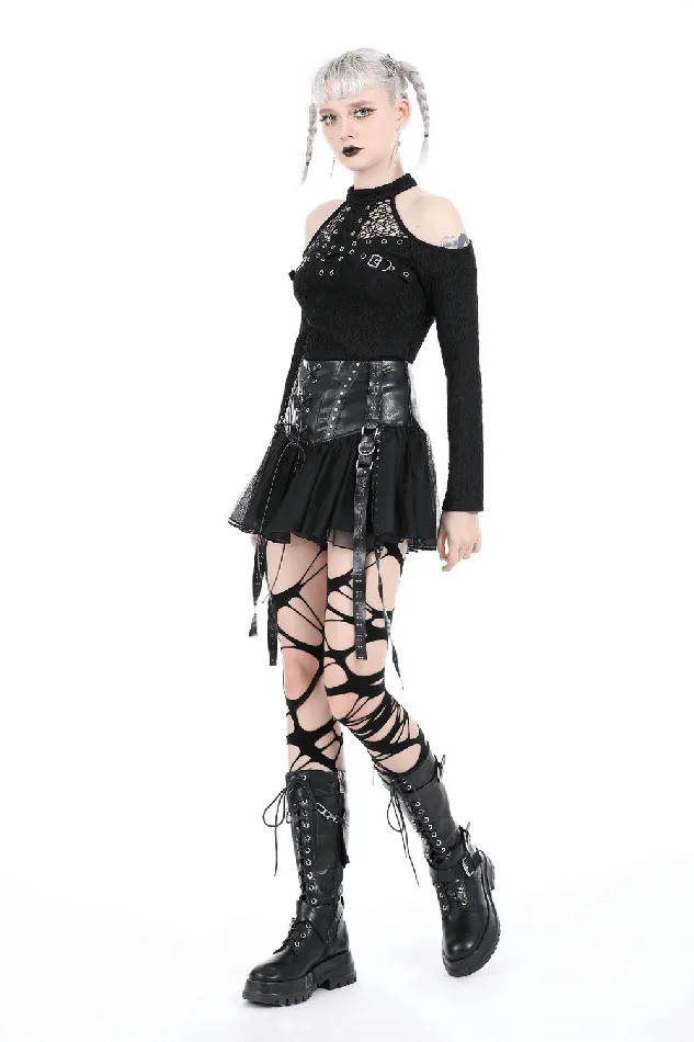 Black Tulle Skirt with Front LaceUp and Rivets EVEs SECRETS Couples