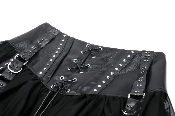 Black Tulle Skirt with Front LaceUp and Rivets EVEs SECRETS Couples