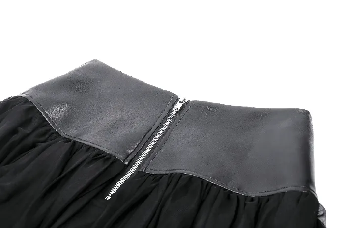 Black Tulle Skirt with Front LaceUp and Rivets EVEs SECRETS Couples