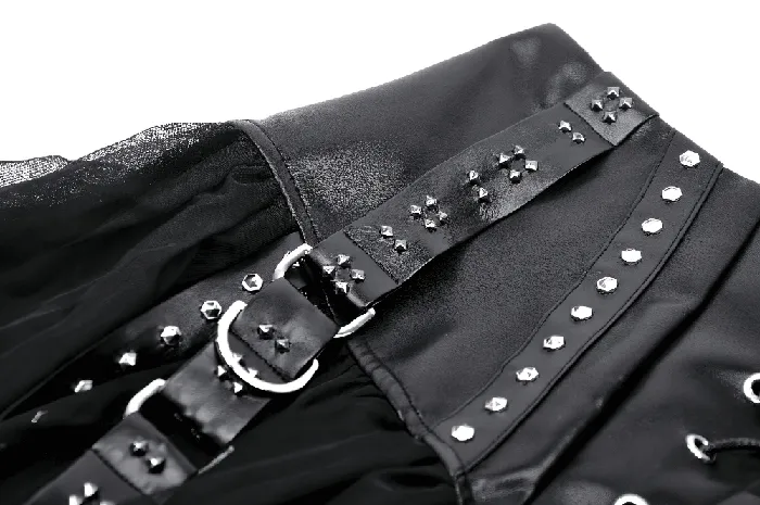 Black Tulle Skirt with Front LaceUp and Rivets EVEs SECRETS Couples