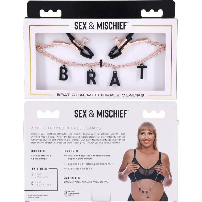 BRAT CHARMED NIPPLE CLAMPS SPORTSHEETS Nipple Clitoral Toys