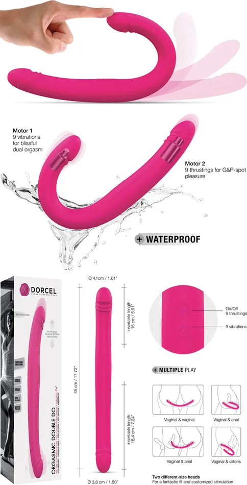 Dildos dorcel Dorcel Luxury ORGASMIC DOUBLE DO Thrusting and Vibrating Double Ended Dildo Pink Dildos dorcel Dorcel Luxury ORGASMIC DOUBLE DO Thrusting and Vibrating Double Ended Dildo Pink