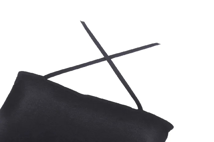 EVEs SECRETS Anal Gothic Black Crop Top with Straps Featuring Chain Detail