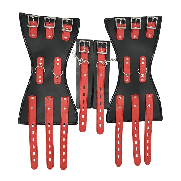 EVEs SECRETS Bondage Corset with Handcuffs BDSM PU Leather Restraints for Erotic Games Restraints