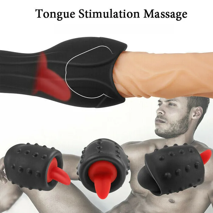 Lusty Age Male Sex Toys 6 Modes Tongue Licking Glans Massager Men Masturbator