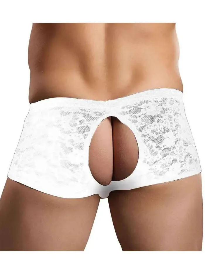 Male Power Female Sex Toys Stretch Lace Double Pleasure Short White SM