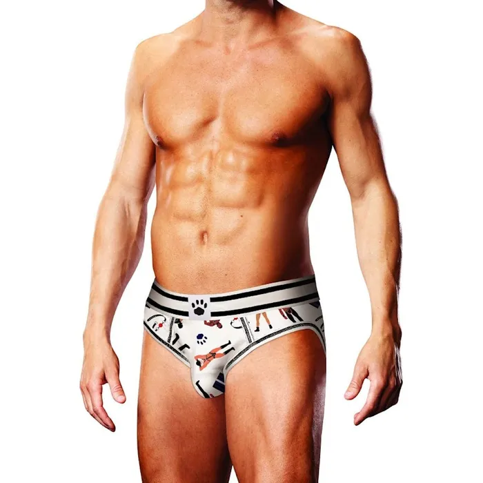 Prowler Mens Underwear Prowler Leather Pride Open Brief Large White