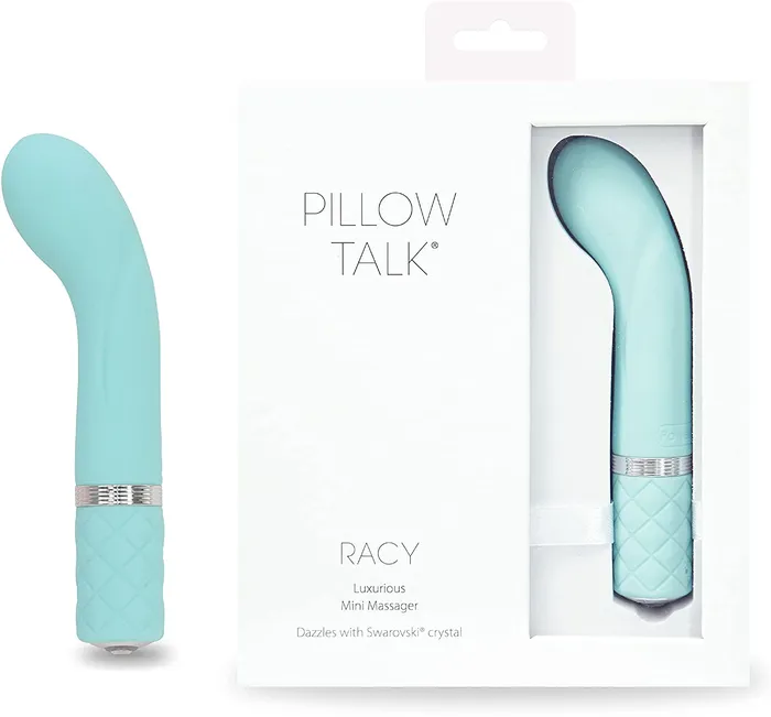 Vibrators Pillow Talk Pillow Talk RACY Powerful Rechargeable Mini G Spot Vibrator with Swarovski Crystal Teal Tiffany Blue