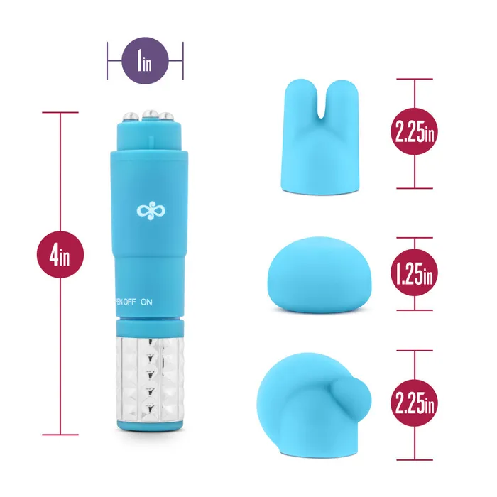 Couples Revitalize Blue Vibrating 3Piece Massage Wand Kit Blush