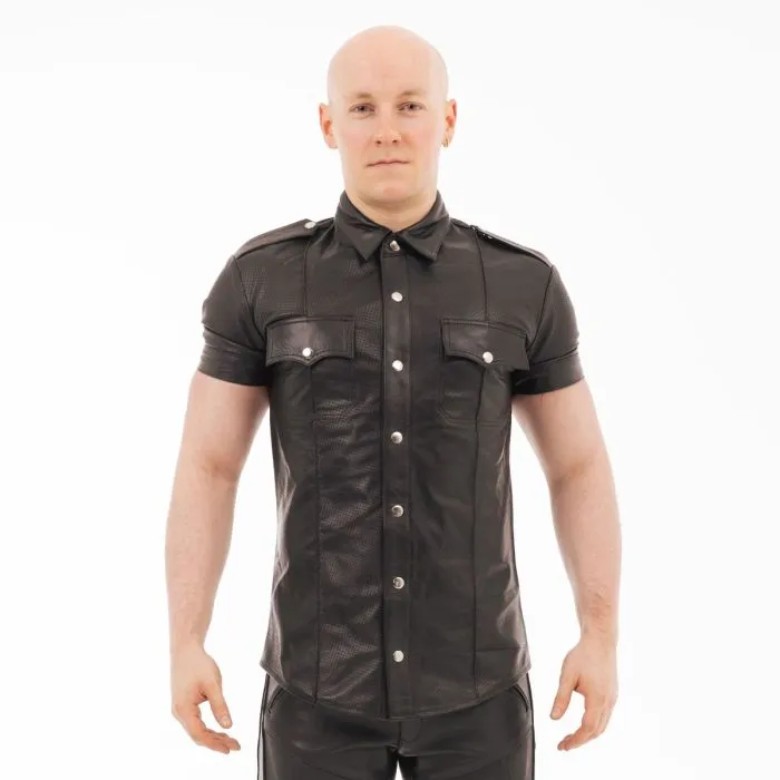 Prowler RED Leather Punch Hole Police Shirt Black Prowler RED Restraints