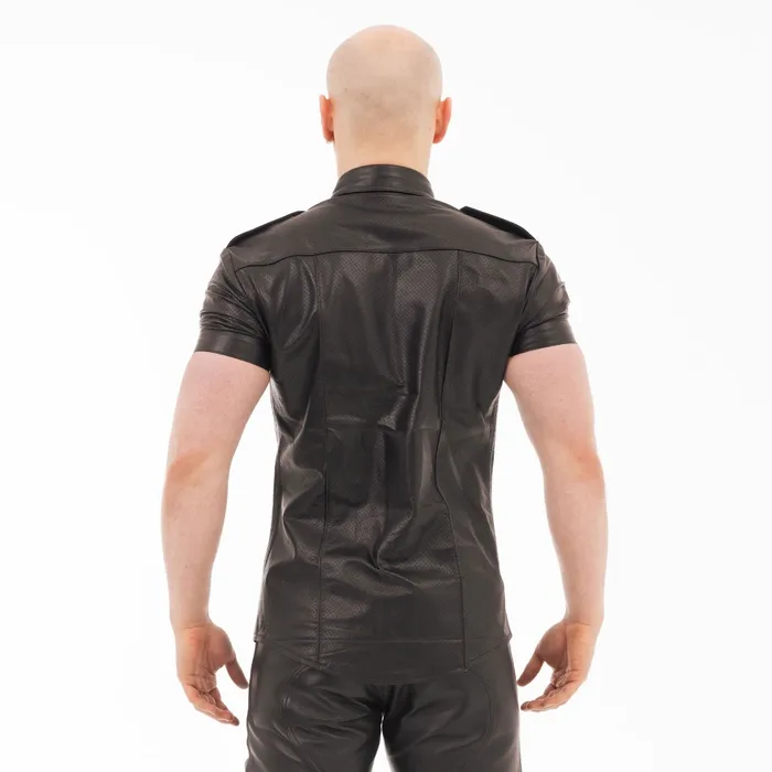Prowler RED Leather Punch Hole Police Shirt Black Prowler RED Restraints