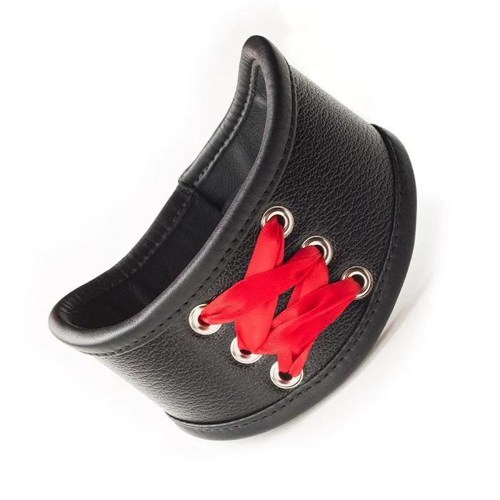 The Stockroom Restraints Red Laced Leather Posture Collar